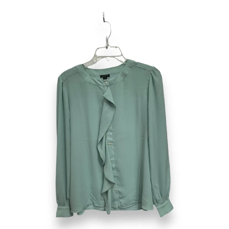 Women's Blouse with U-Shaped CollarBlouse Long Sleeve By Ann Taylor In Teal, Size: S