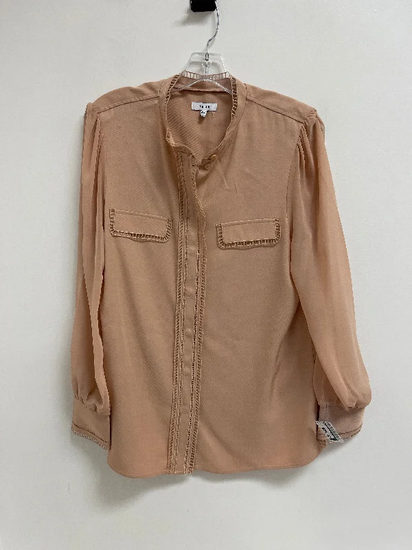 Women's Solid BlouseBlouse Long Sleeve By Reiss In Tan, Size: M