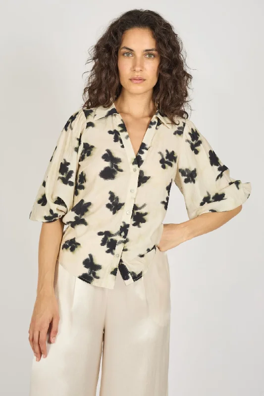 Women's Blouse with Collarless NeckPaper Moon Charlie Shirt