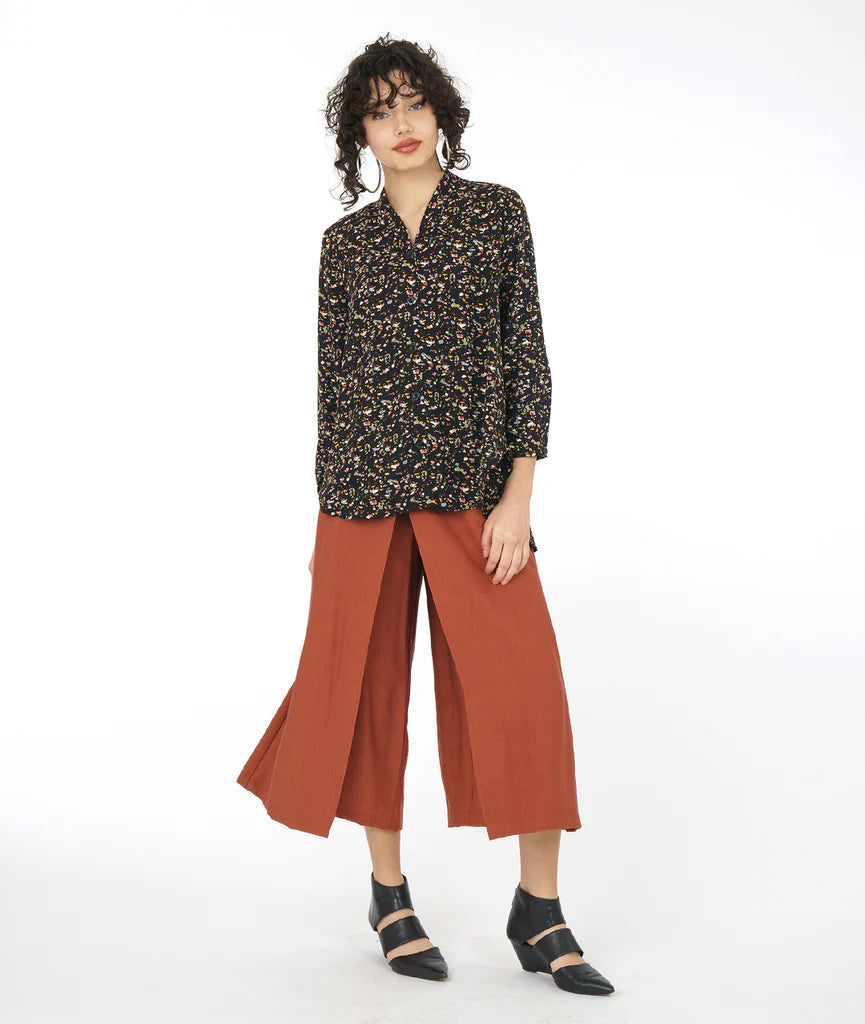 Women's Blouse with FrillsNiche - Black Terrazzo - Ash Blouse