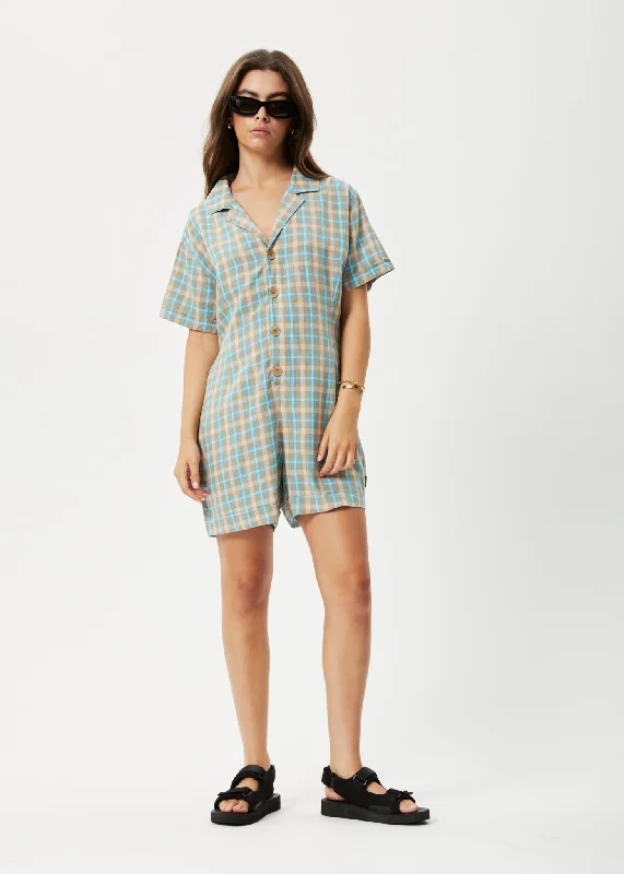 Women's Blouse with Wide CollarAFENDS Womens Millie Kokomo - Playsuit - Tan Check