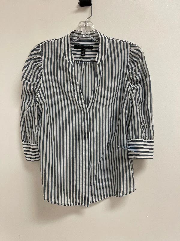 Women's Striped BlouseBlouse Short Sleeve By White House Black Market In Blue, Size: M