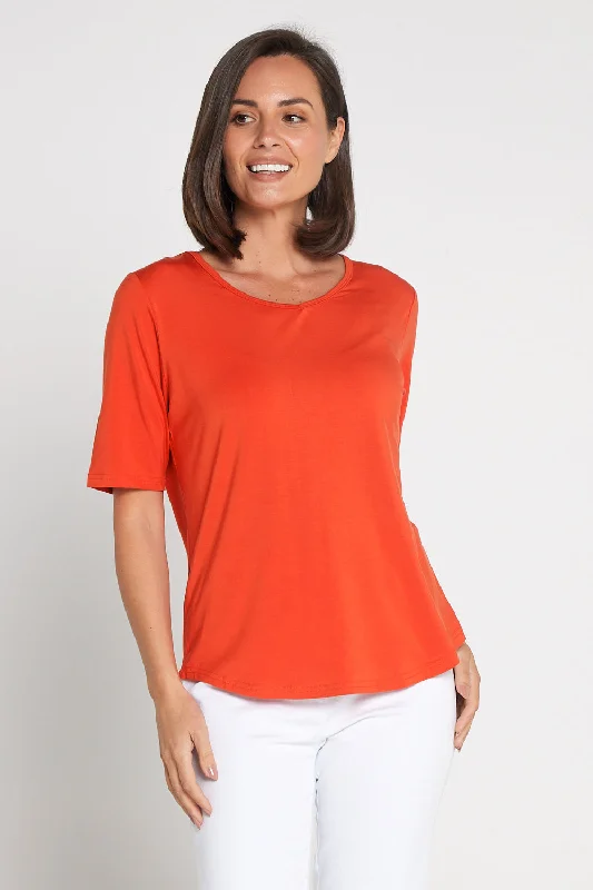 Women's Blouse with Sweetheart NeckBelinda Modal Tee - Orange