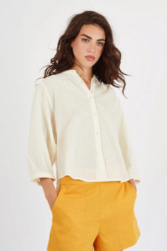 Women's Blouse with Notched CollarPale Fire Charlie Shirt