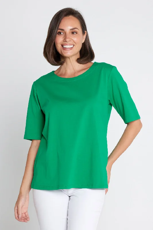 Women's Blouse with Narrow CollarThe Essential Tee - Emerald