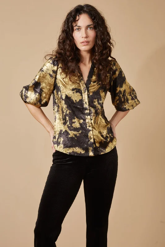 Women's Blouse with Collarless DesignUnder The Influence Charlie Shirt