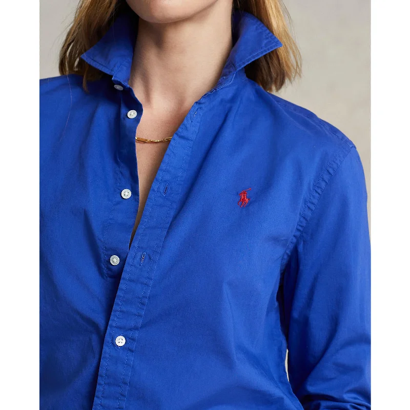 Women's Blouse with PleatsPolo Ralph Lauren - Relaxed Fit Cotton Twill Shirt - Royal Blue