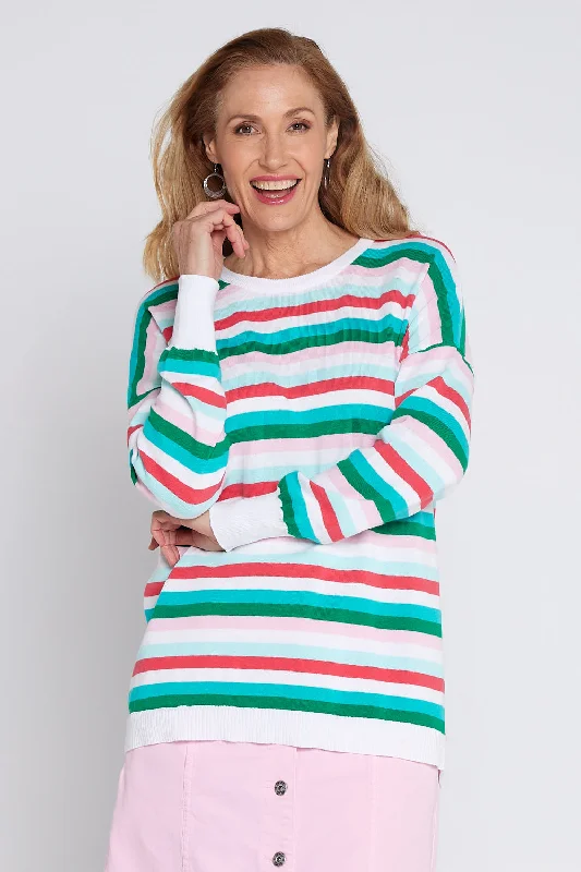 Women's Blouse for HolidayUniverse Knit - Multicoloured Stripe