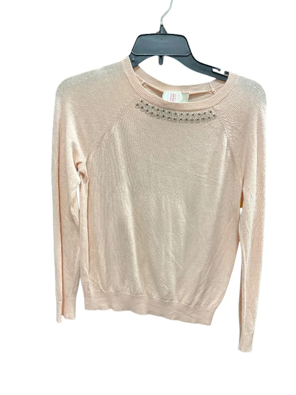 Women's Lapel Collar SweatersSweater By Loft In Peach, Size: S