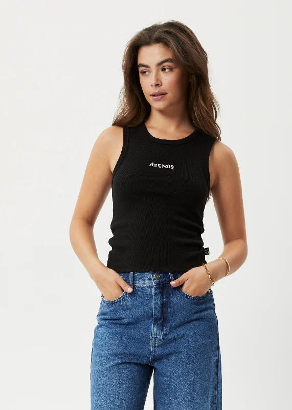 Women's Blouse with Rounded CollarAFENDS Womens Daze Jasmin - Ribbed Singlet - Black