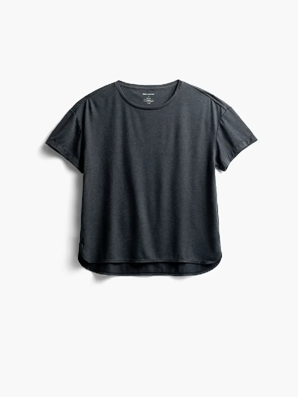 Women's Blouse with Peter Pan CollarWomen's Composite Merino Boxy Tee - Black