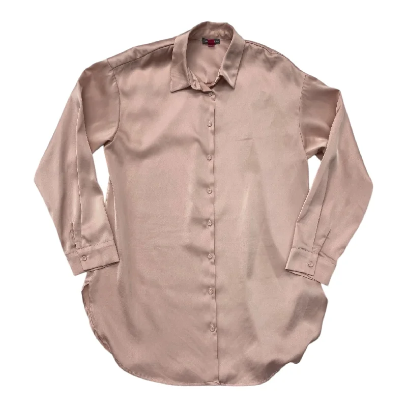 Women's Blouse with Keyhole CollarBlouse Long Sleeve By Vince Camuto In Pink, Size: M