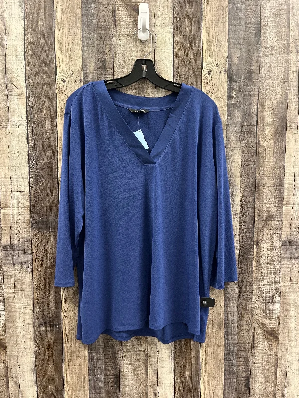 Women's Blouse with Keyhole CollarBlouse Long Sleeve By Banana Republic In Blue, Size: Xxl