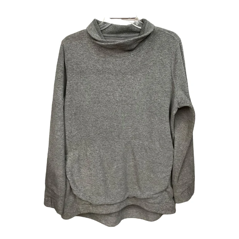 Women's U-Shaped Collar SweatersTop Long Sleeve Fleece Pullover By Duluth Trading In Grey, Size: L