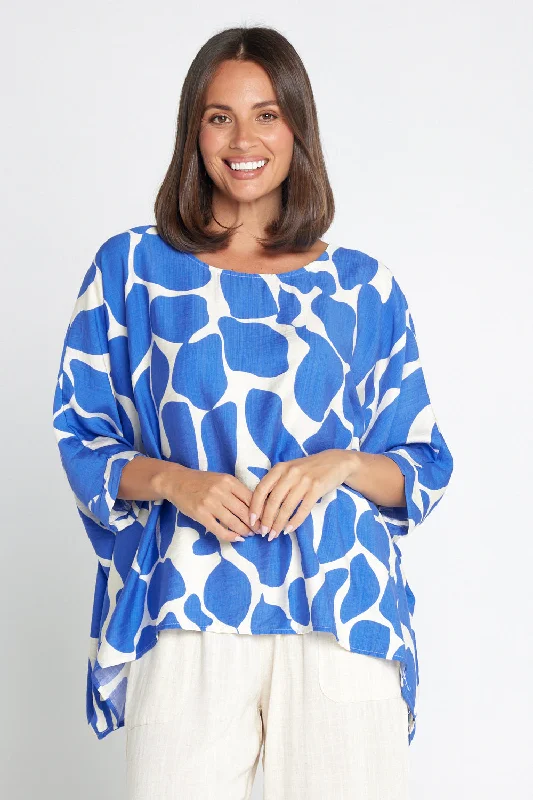 Women's Blouse with Long SleevesAmalia Top - Blue/White Print