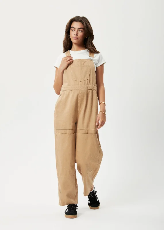 Women's Blouse with Rounded CollarAFENDS Womens Sleepy Hollow Louis - Twill Baggy Overalls - Tan