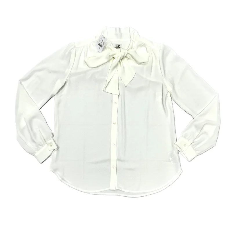 Women's Blouse with Fur TrimBlouse Long Sleeve By J. Crew In Ivory, Size: Xs