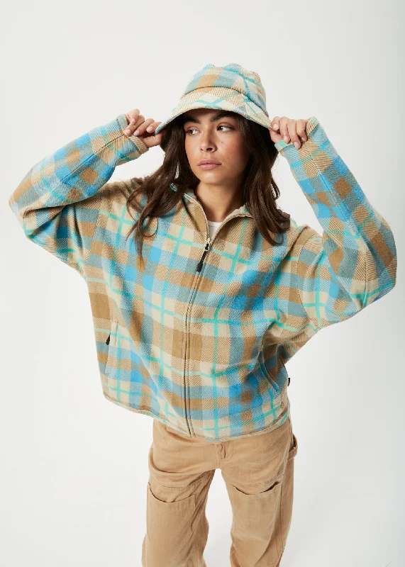 Women's Blouse with Peter Pan CollarAFENDS Womens Millie - Reverse Fleece Jacket - Tan Check