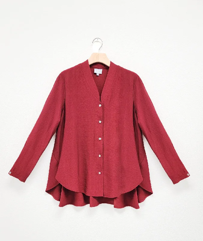 Women's Blouse with FlouncesNiche - Rayon - Ash Blouse - Brick