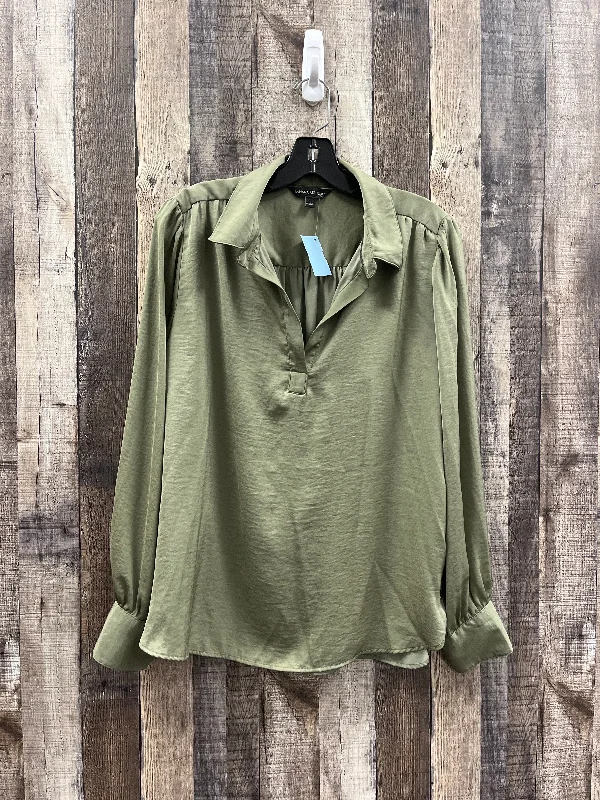 Women's Blouse with Peter Pan CollarBlouse Long Sleeve By Banana Republic In Green, Size: L