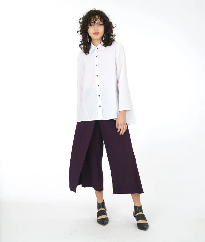 Women's Blouse with Puffed SleevesNiche - Seersucker - Panorama Blouse - White