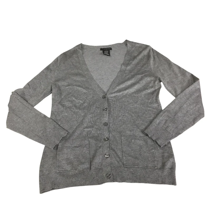 Women's Tasseled SweatersCardigan By Grace Elements In Grey, Size: L