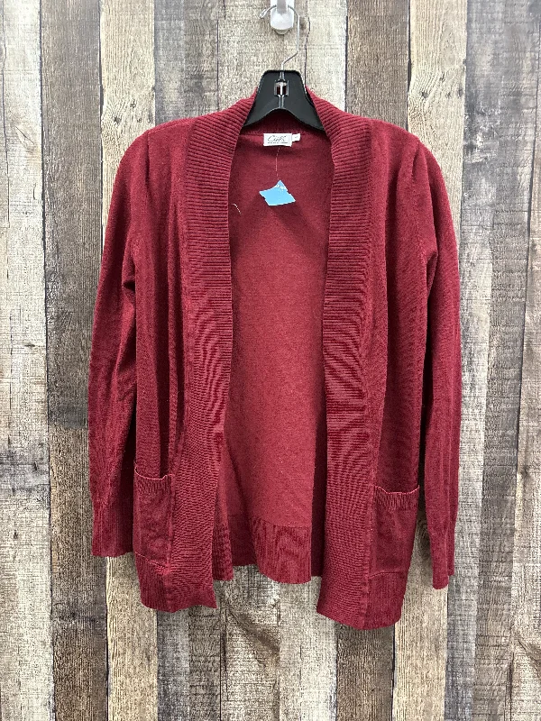 Women's Mid-Length SweatersSweater Cardigan By Cme In Maroon, Size: S