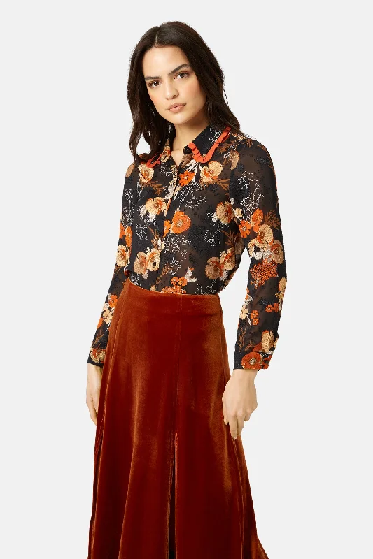 Women's Blouse with Peter Pan CollarFragrant Lies Shirt