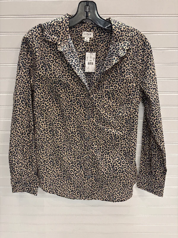 Women's Blouse with Sweetheart CollarBlouse Long Sleeve By J. Crew In Leopard Print, Size: S