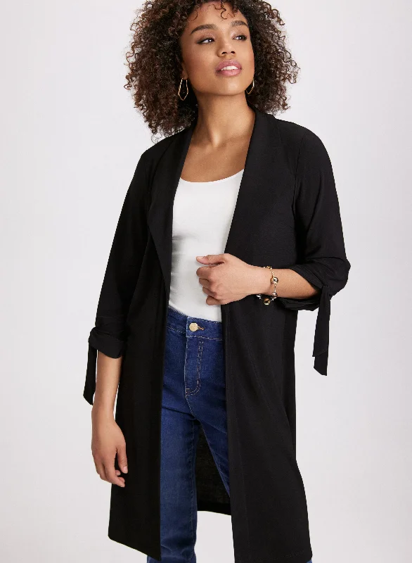 Women's Short Sleeve SweatersOpen-Front Tunic Cardigan