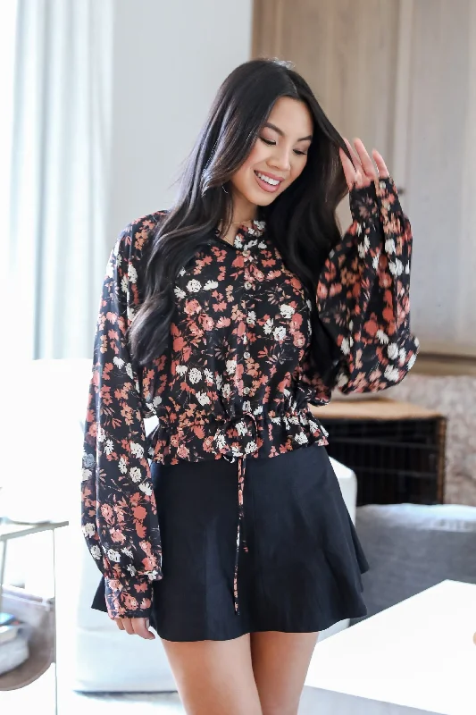 Women's Blouse for WeddingLuxe Possibilities Black Floral Blouse