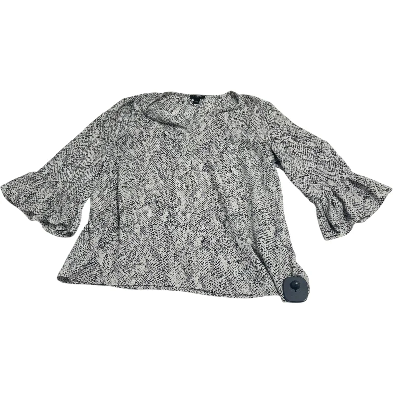 Women's Blouse with Mandarin CollarBlouse Long Sleeve By Ann Taylor In Grey, Size: Sp