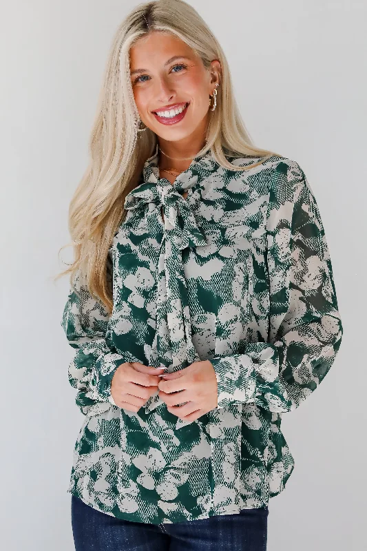 Women's Cotton BlouseConvincing Choice Hunter Green Floral Blouse