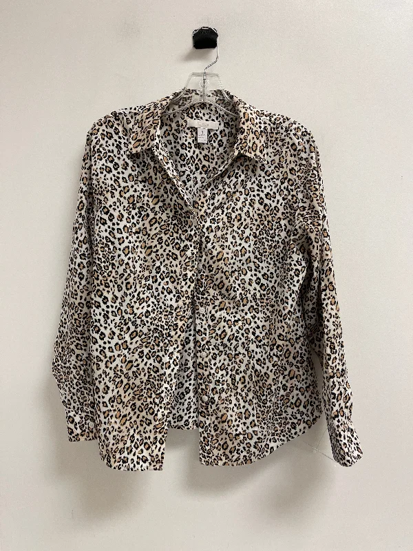 Women's Ruffled BlouseBlouse Long Sleeve By Chicos In Animal Print, Size: M