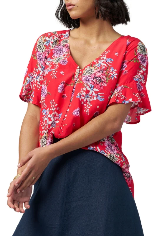 Women's Blouse with Rounded CollarGARDEN PARTY TOP - MS1415