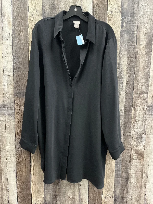 Women's Blouse with U-Shaped CollarBlouse Long Sleeve By Chicos In Black, Size: Xl