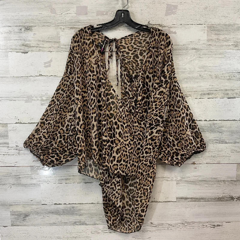 Women's Blouse with ZipperBlouse Short Sleeve By Heart And Soul In Animal Print, Size: 3x