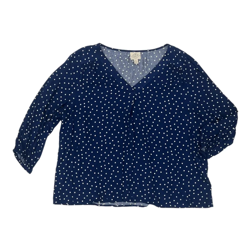 Women's Blouse with V-Shaped CollarBlouse 3/4 Sleeve By St Johns Bay In Polkadot Pattern, Size:Xlp