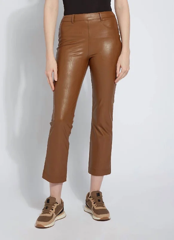 Women's Jodhpurs with Wide CollarEarthen Leather Pant In Dark Camel