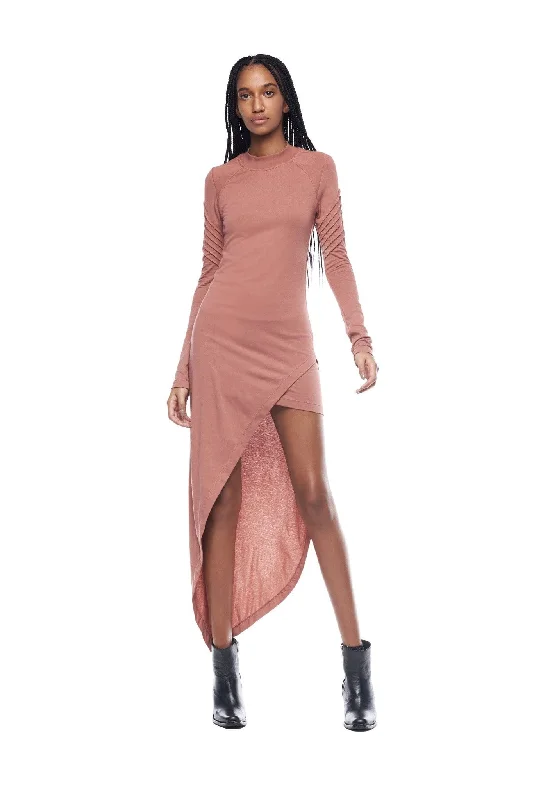 Women's Collarless DressesASYMMETRICAL MINI DRESS IN BLUSH