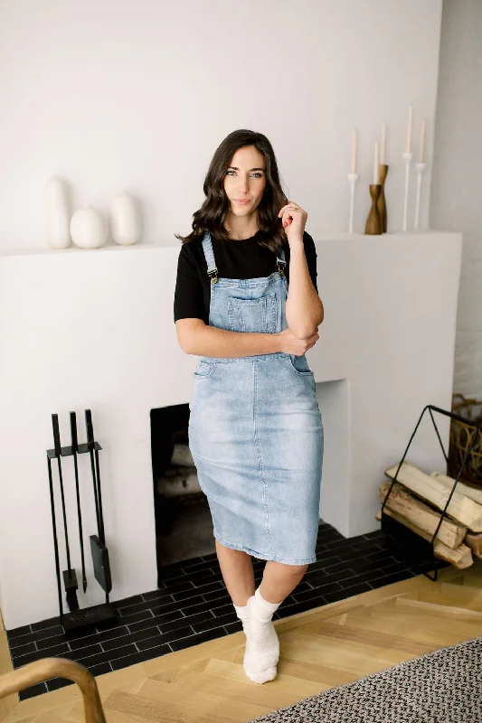 Women's Solid Color Skirts'Emerson' Light Denim Skirt Overalls