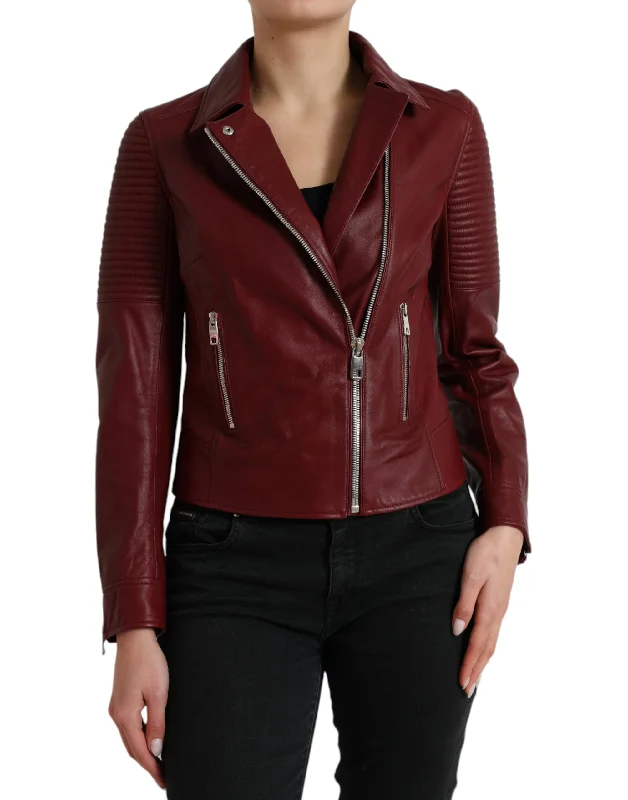 men's bomber jacket with zippersBordeaux Biker Leather Jacket