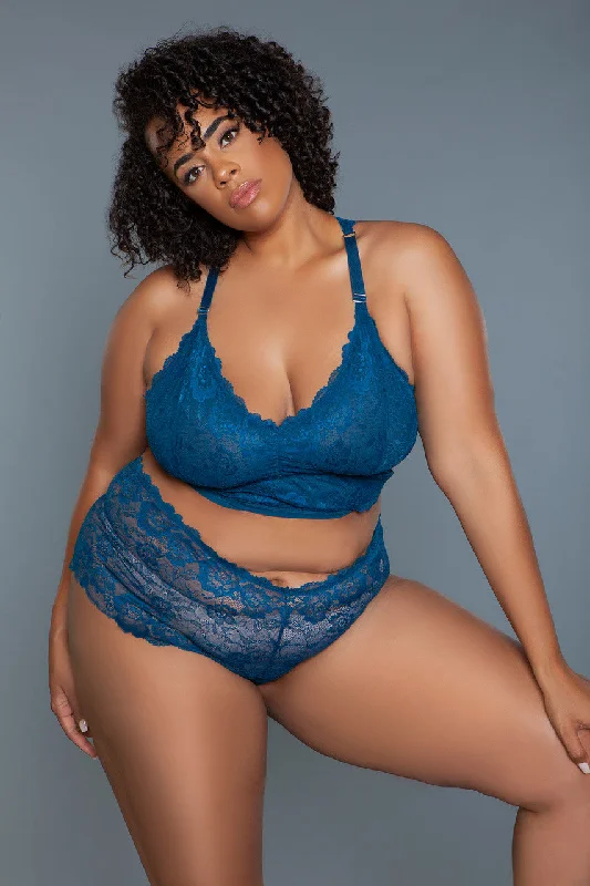 convertible strap bralettes for dressesBeWicked Plus Size Cindy Cami Set Bralette Boyshort Royal Blue Lace