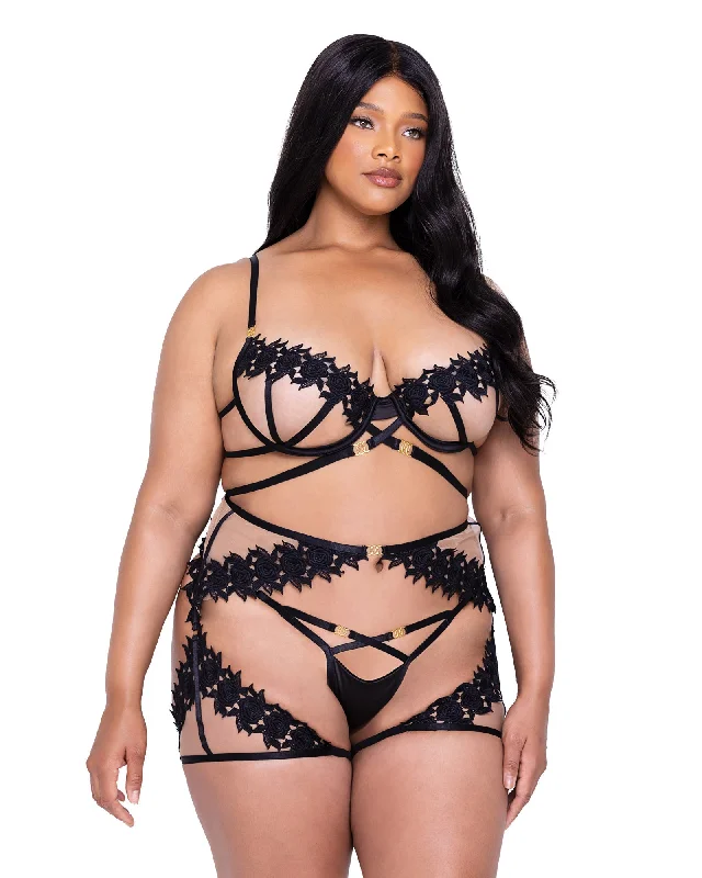 convertible strap bralettes for dressesRoma Confidential Ebony Rose Chaps Bra Set Guipure Lace Plus Size