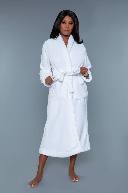 plus-size underwire balconette brasBeWicked Helena Full Length Plush Robe White