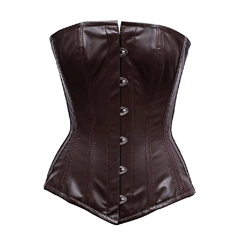 high-compression shapewear for special occasionsZimmi Steel Boned Brown Faux Leather Corset