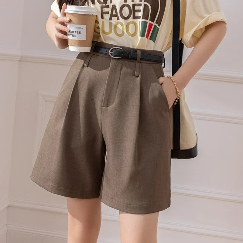 Women's Jodhpurs with Sweetheart CollarFashionSierra - New Fashion High Waist Short Pants Spring Summer Casual Office Ladies Loose Shorts Women 2024 Shorts