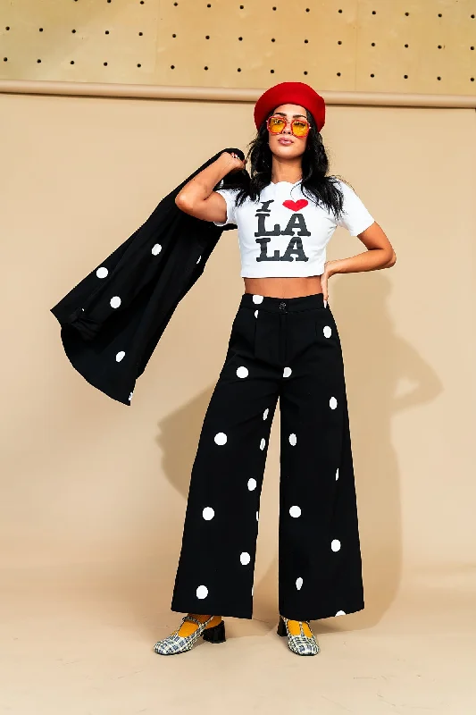 Women's Harem ShortsCause a Scene Wide Leg Pants in Polka Dot