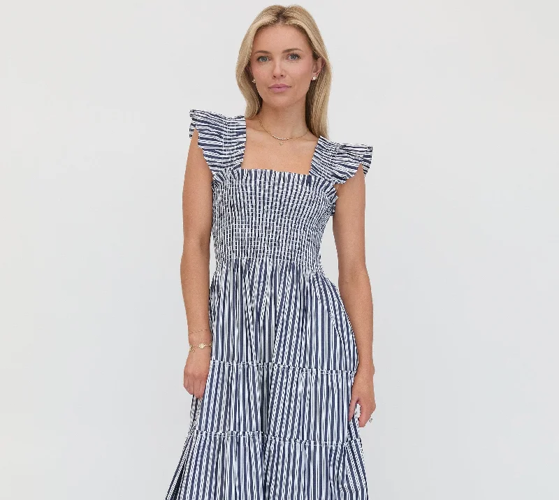 Women's Narrow-Neck DressesThe Ellie Maxi Nap Dress - Navy Stripe