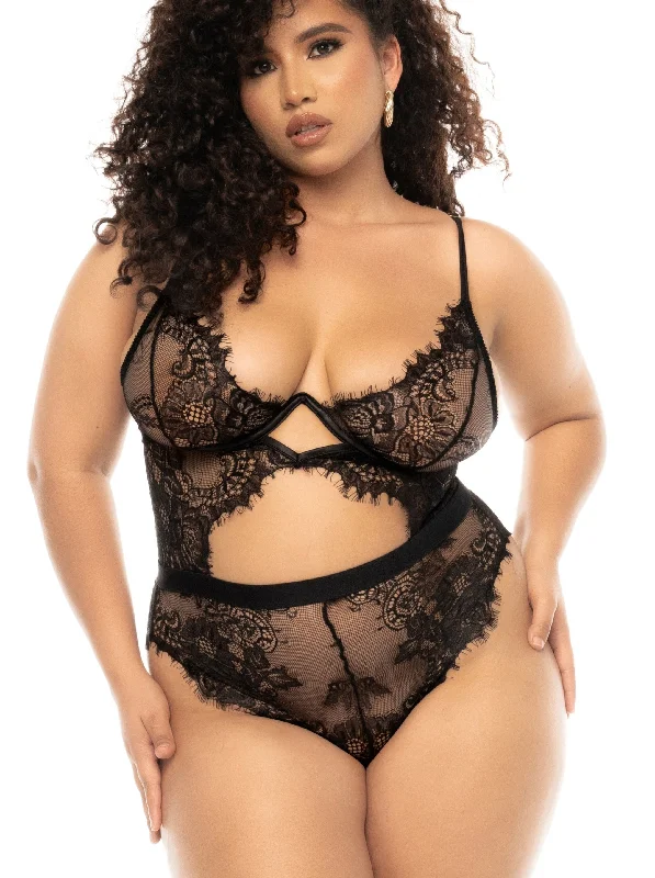 plus-size underwire plunge brasMapale Lingerie Queen Sexy Eyelash Lace Underwire Bodysuit Black